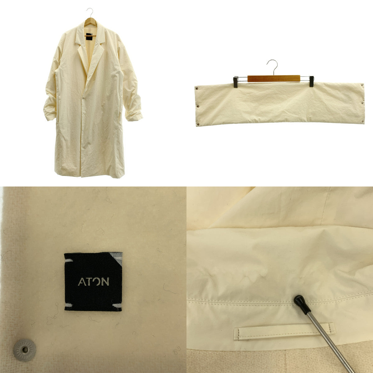 ATON / 에이튼 | ASAKO NYLON GOWN COAT / 스톨이있는 오버 가운 코트 / 울 총 안감 | F | 여성