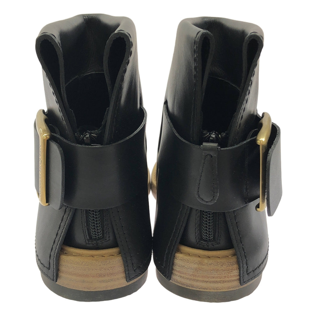 【新品】  ALEXANDER MCQUEEN / アレキサンダーマックイーン | LEATHER BIKER BOOTS レザー バイカーブーツ | 36 | ブラック / ゴールド | レディース