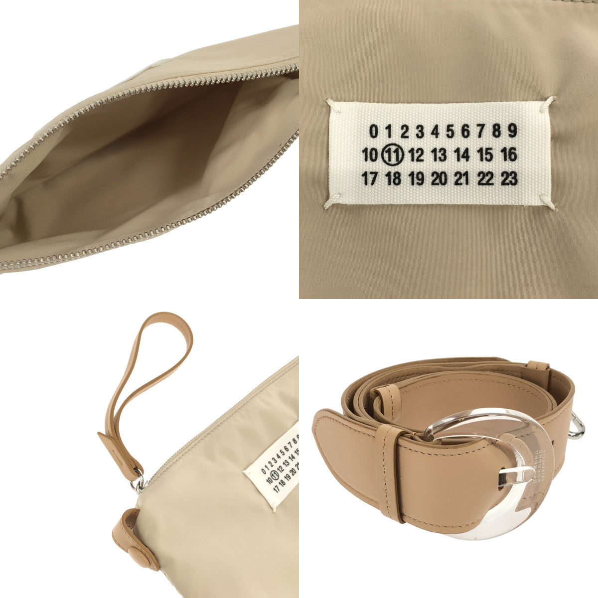 [狀況良好] Maison Margiela | 2022春夏 | Glam Slam 雙向皮革手拿包，配肩帶 | UNI |米色 |女性的