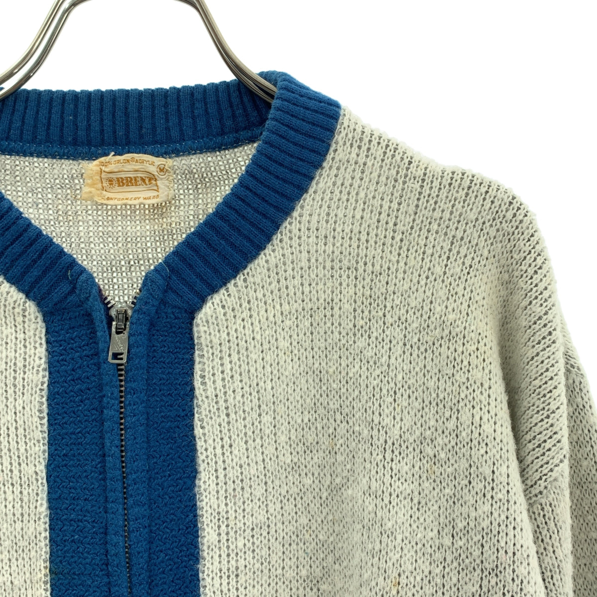 VINTAGE / ヴィンテージ古着 | BRENT / アーガイル ジップアップ アクリル ニットカーディガン | M | メンズ