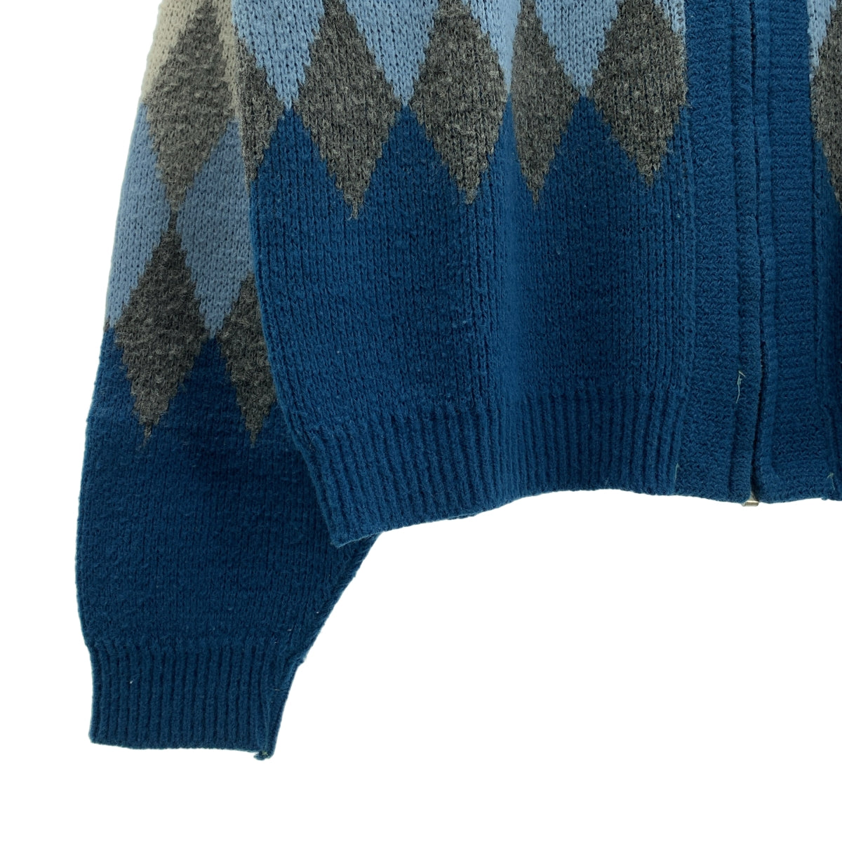 VINTAGE / ヴィンテージ古着 | BRENT / アーガイル ジップアップ アクリル ニットカーディガン | M | メンズ