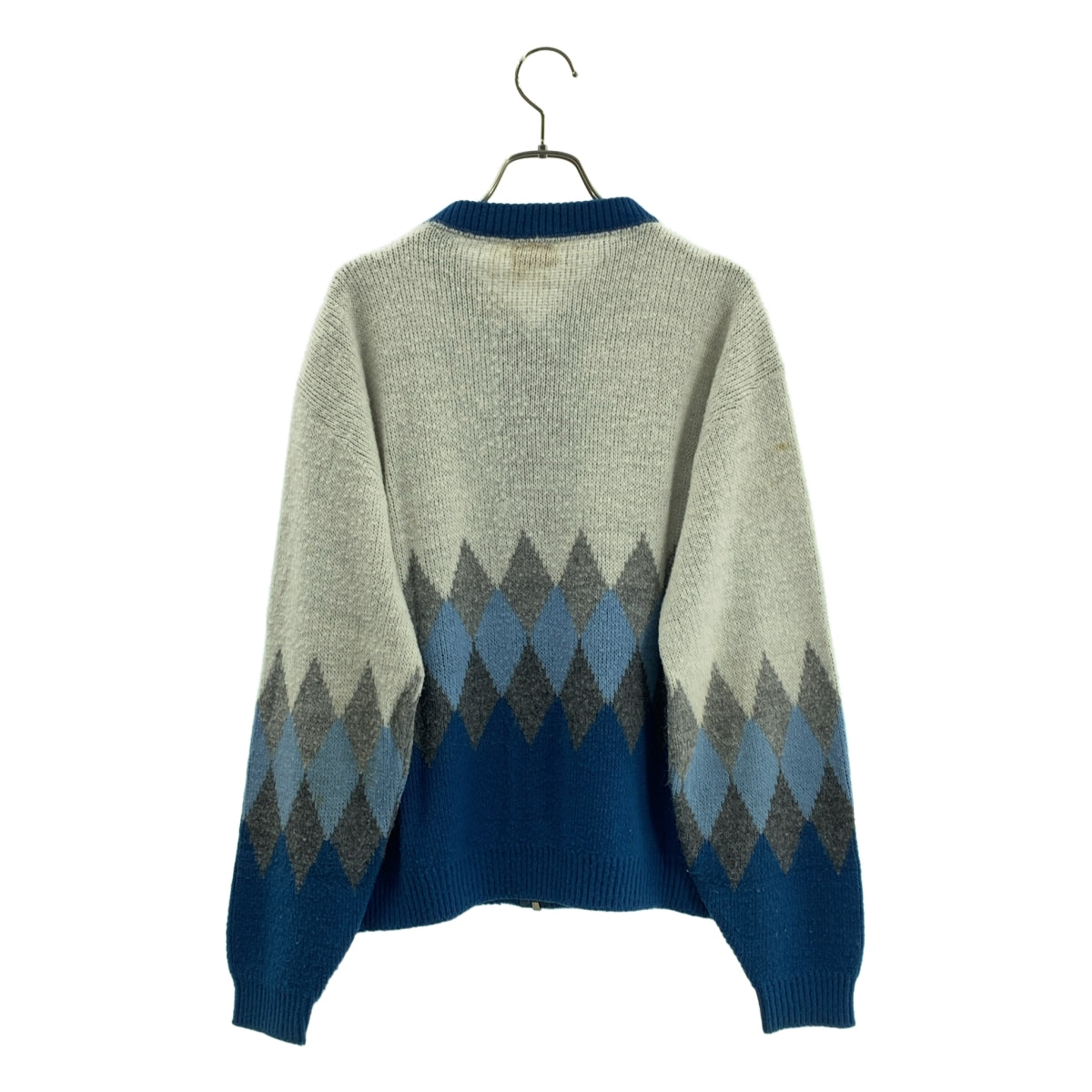 VINTAGE / ヴィンテージ古着 | BRENT / アーガイル ジップアップ アクリル ニットカーディガン | M | メンズ