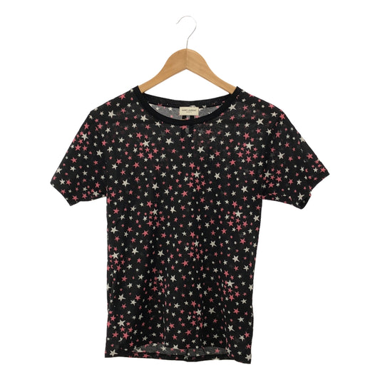 SAINT LAURENT PARIS | Star print all-over crew neck T-shirt | S | Black | Women's