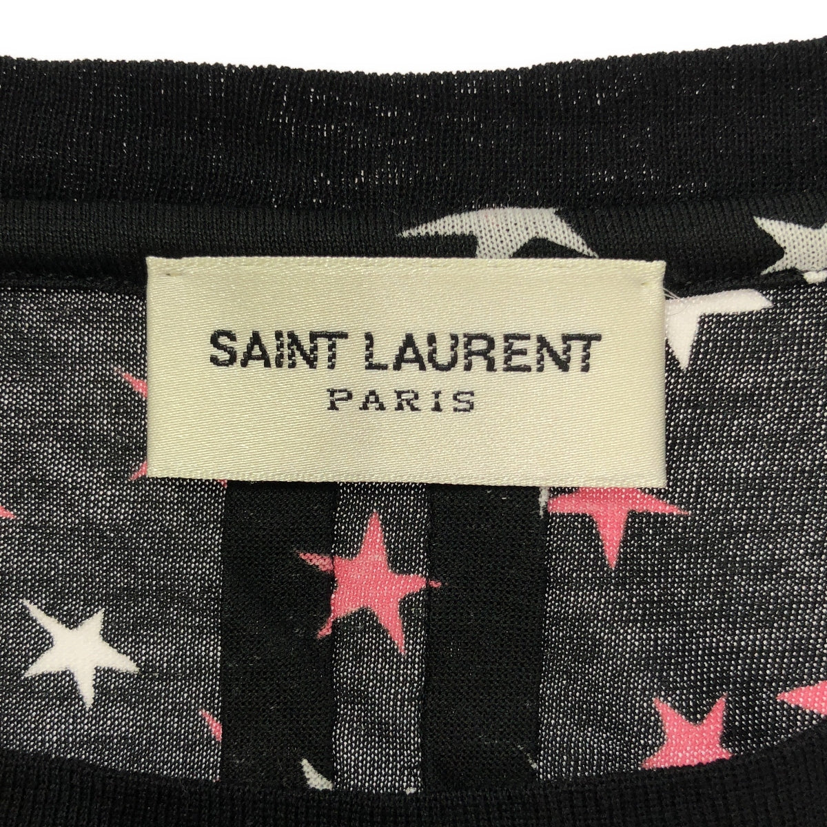 SAINT LAURENT PARIS / 산 로랑 파리 | 스타 프린트 총 무늬 크루 넥 티셔츠 | S | 블랙 | 여성