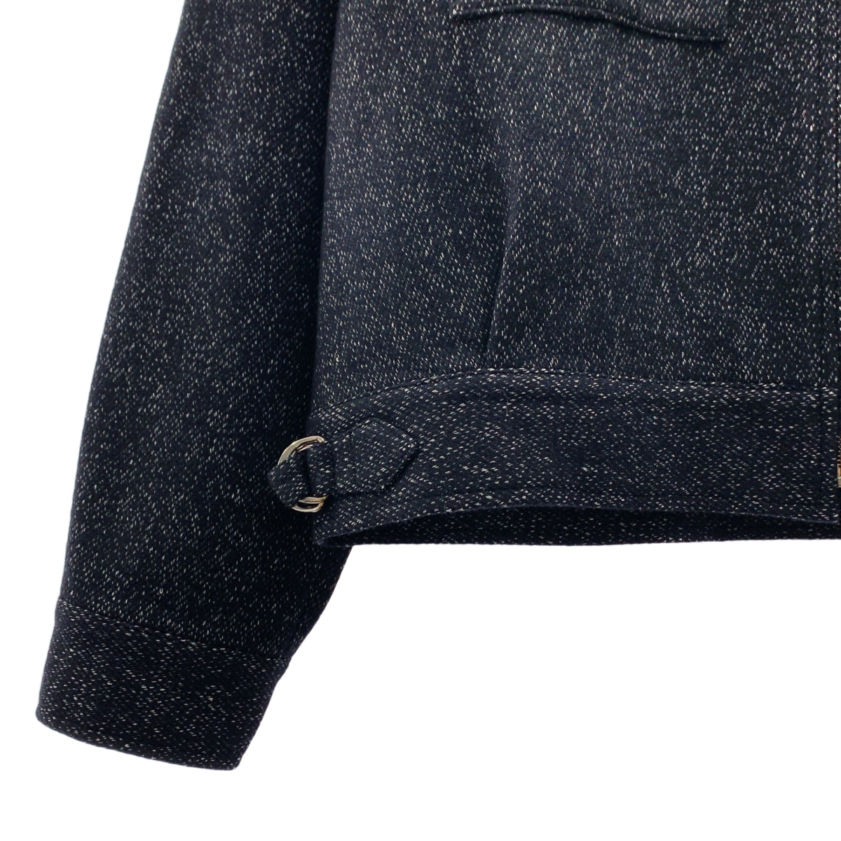 [近新] URU | 2024 秋冬 | 拉鍊寬鬆羊毛絲質混紡外套 | 2 碼 | 黑色 | 男款