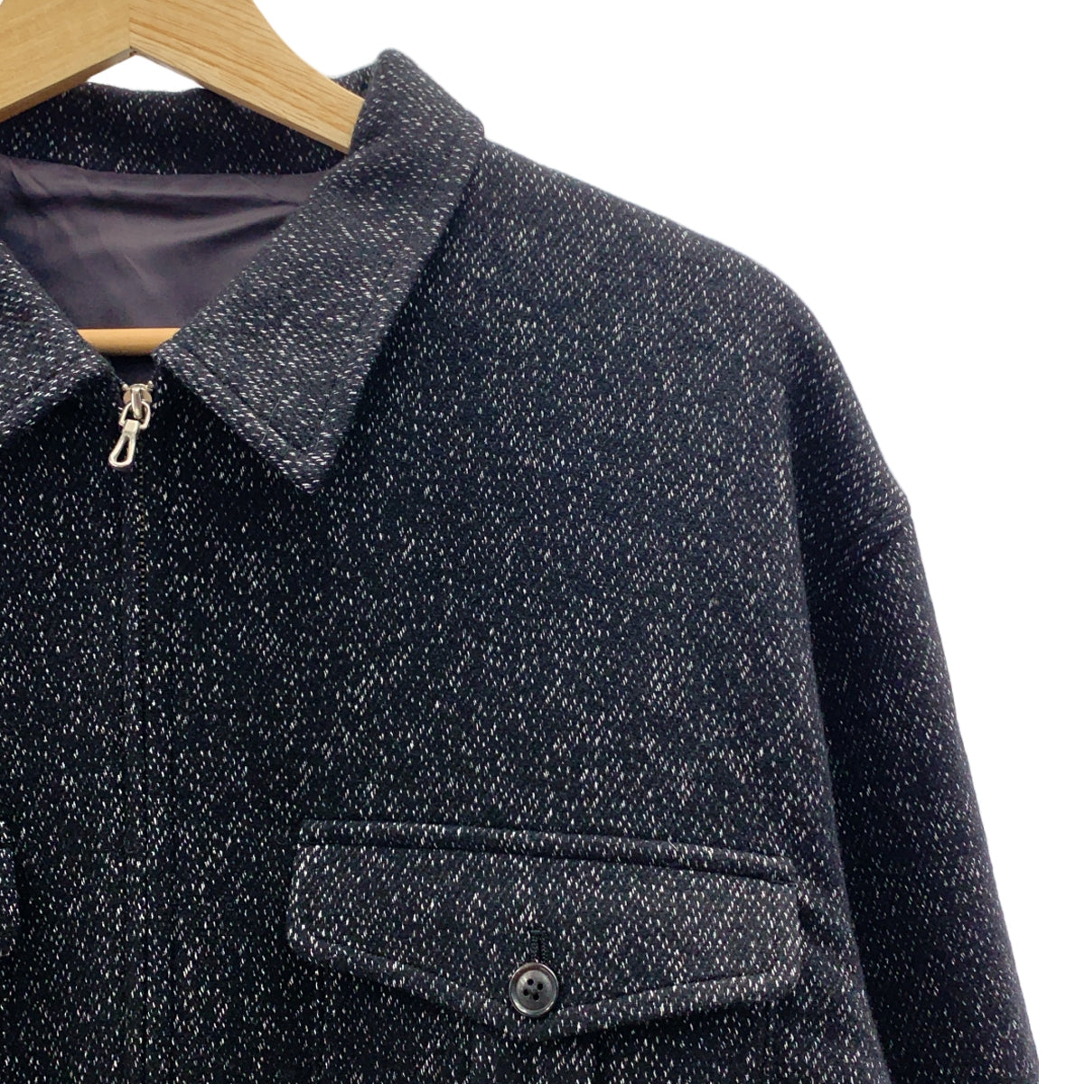 【美品】  URU / ウル | 2024AW | ZIP UP BLOUSON ウール シルク混 ジップアップ ブルゾン ジャケット | 2 | ブラック | メンズ