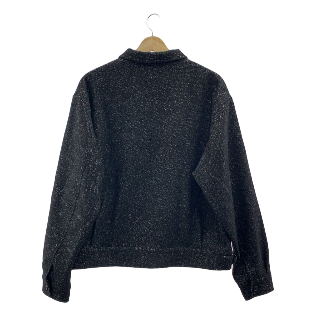 [近新] URU | 2024 秋冬 | 拉鍊寬鬆羊毛絲質混紡外套 | 2 碼 | 黑色 | 男款