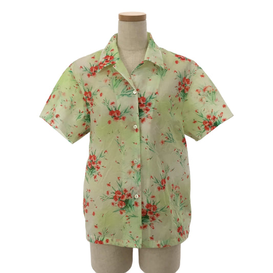 DRIES VAN NOTEN | All-over flower sheer open collar shirt blouse | 36 |