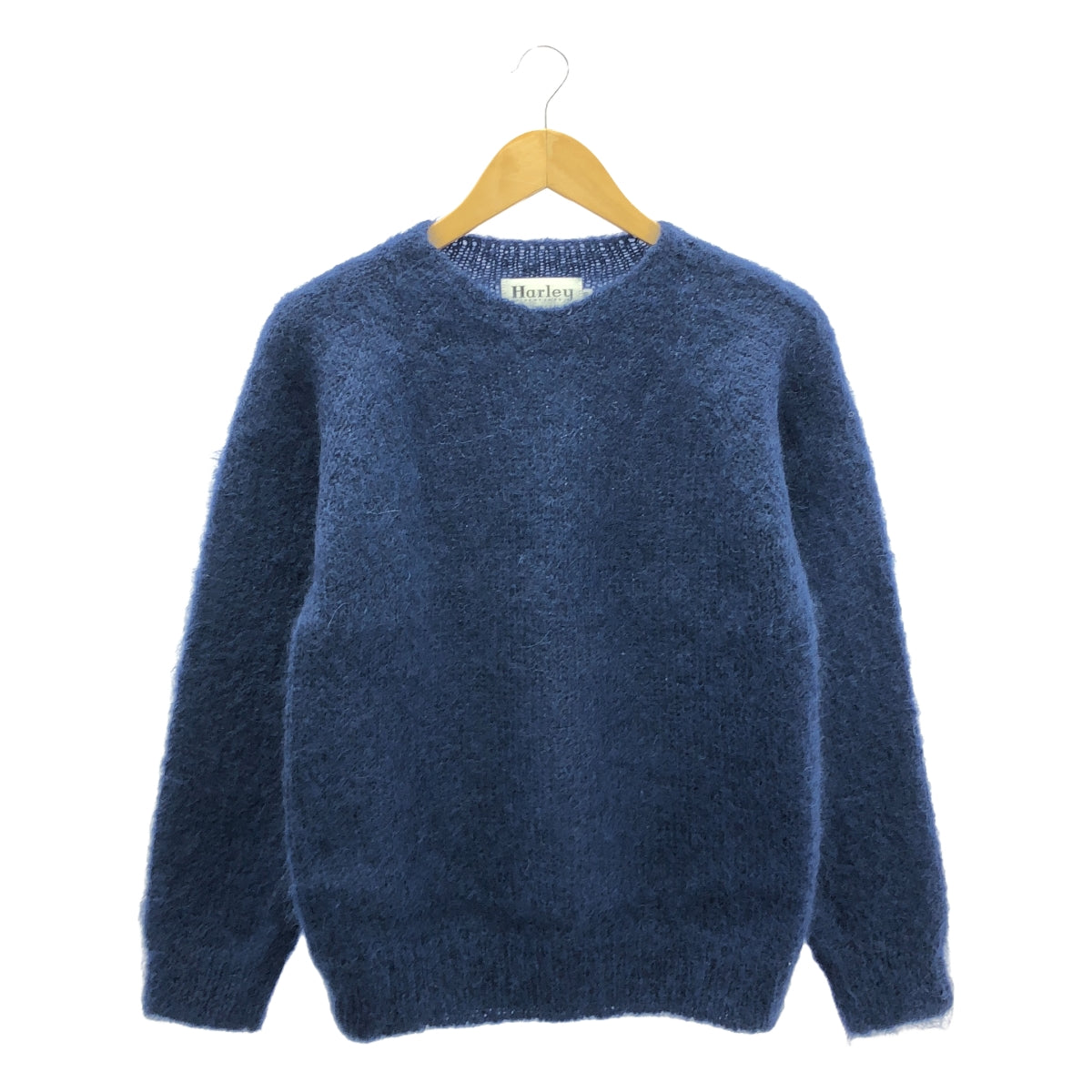 【美品】  Harley Of Scotland / ハーレーオブスコットランド | CREW NECK MOHAIR SWEATER クルーネック モヘヤ セーター | 38 | ライトネイビー | メンズ