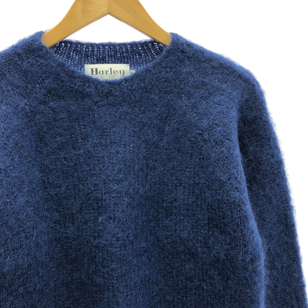 【美品】  Harley Of Scotland / ハーレーオブスコットランド | CREW NECK MOHAIR SWEATER クルーネック モヘヤ セーター | 38 | ライトネイビー | メンズ