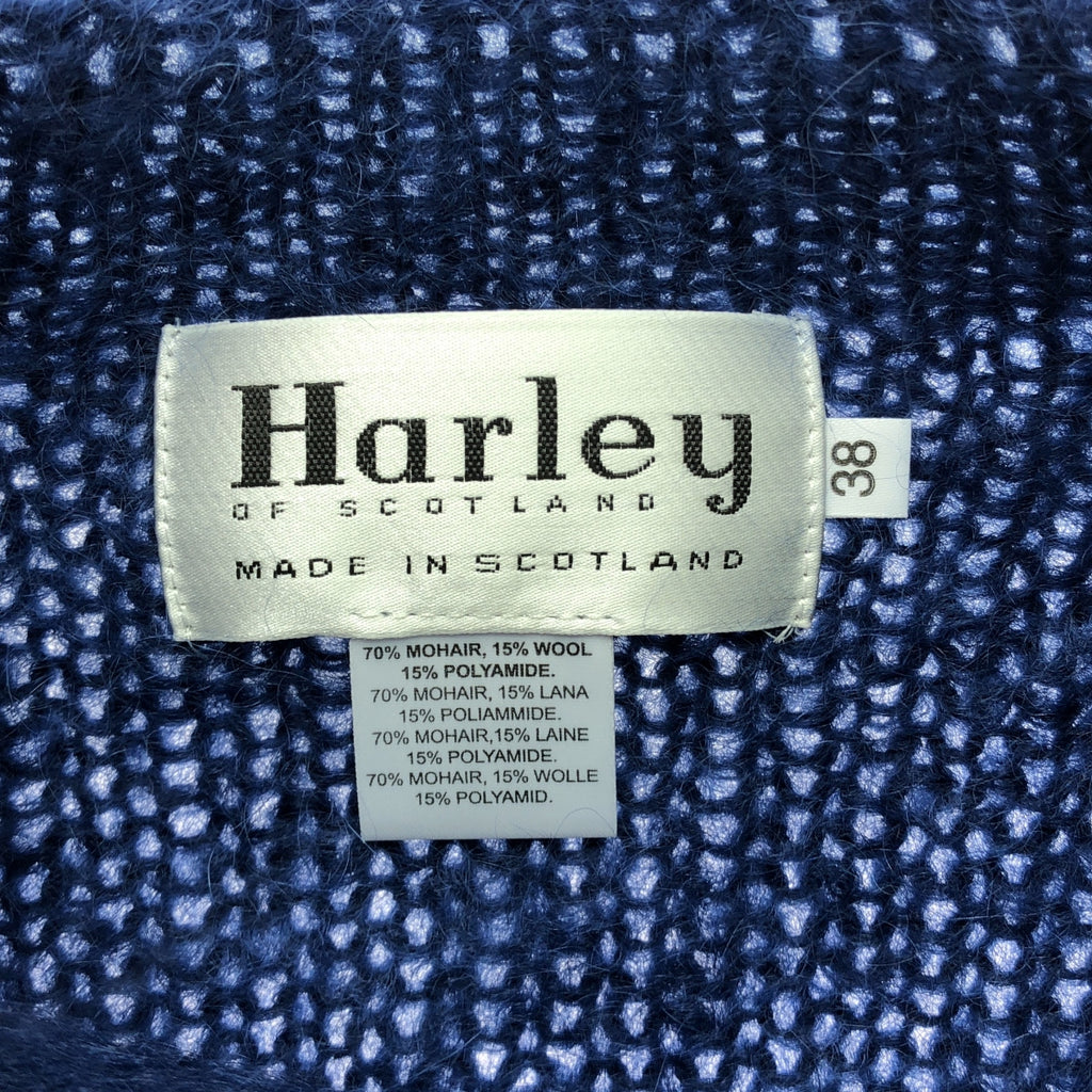 【美品】  Harley Of Scotland / ハーレーオブスコットランド | CREW NECK MOHAIR SWEATER クルーネック モヘヤ セーター | 38 | ライトネイビー | メンズ