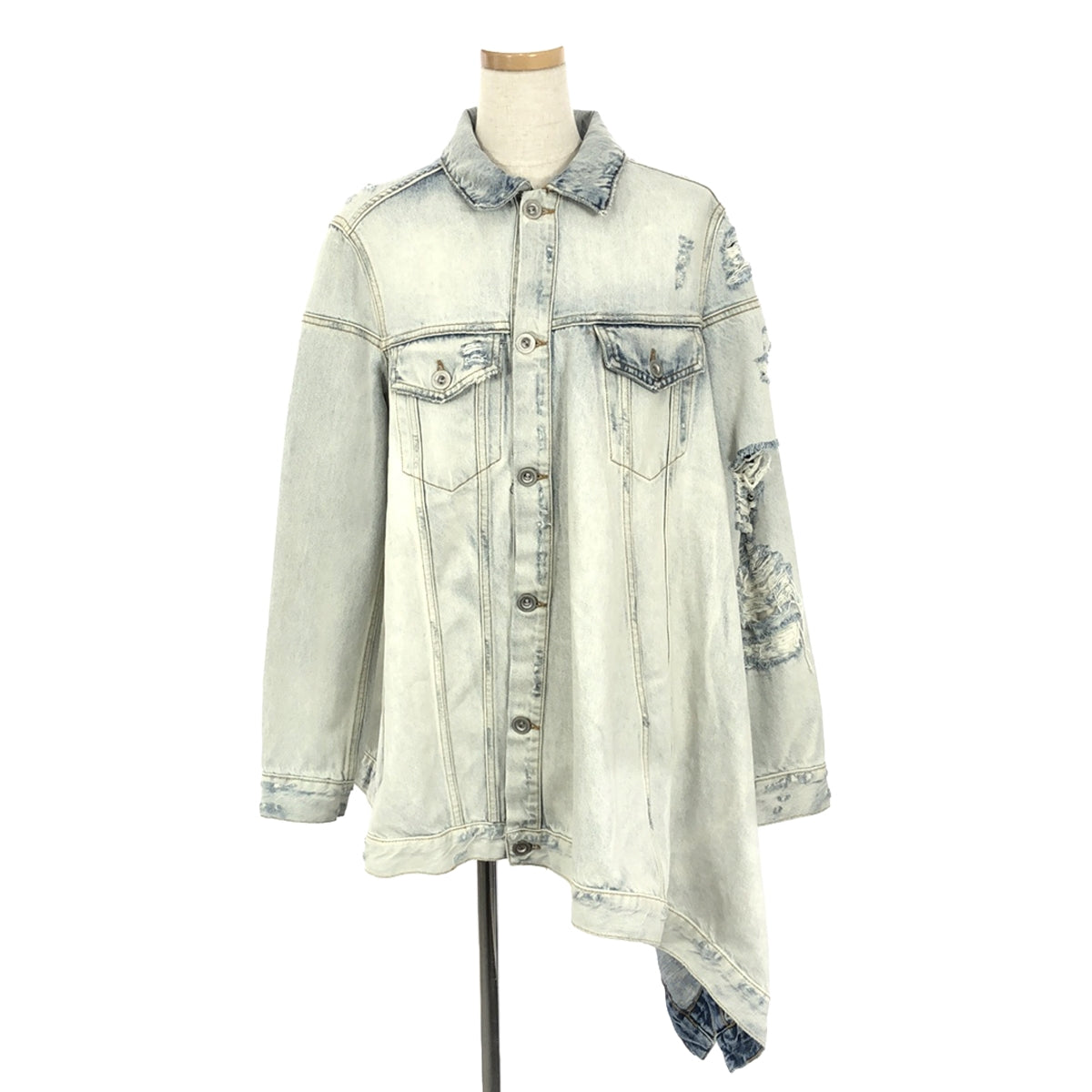 【美品】  BEN TAVERNITI UNRAVEL PROJECT / ベン タヴァニティ アンラベル プロジェクト | CROPPED DENIM JACKET ダメージ加工 ジャケット | 38 | インディゴ | レディース