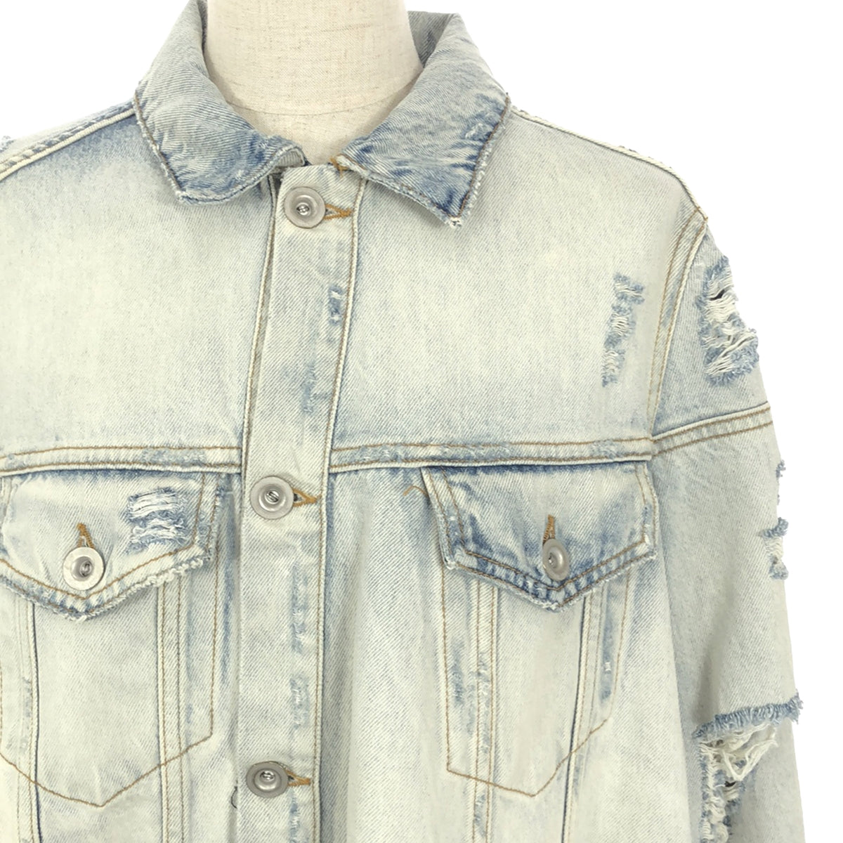 【美品】  BEN TAVERNITI UNRAVEL PROJECT / ベン タヴァニティ アンラベル プロジェクト | CROPPED DENIM JACKET ダメージ加工 ジャケット | 38 | インディゴ | レディース
