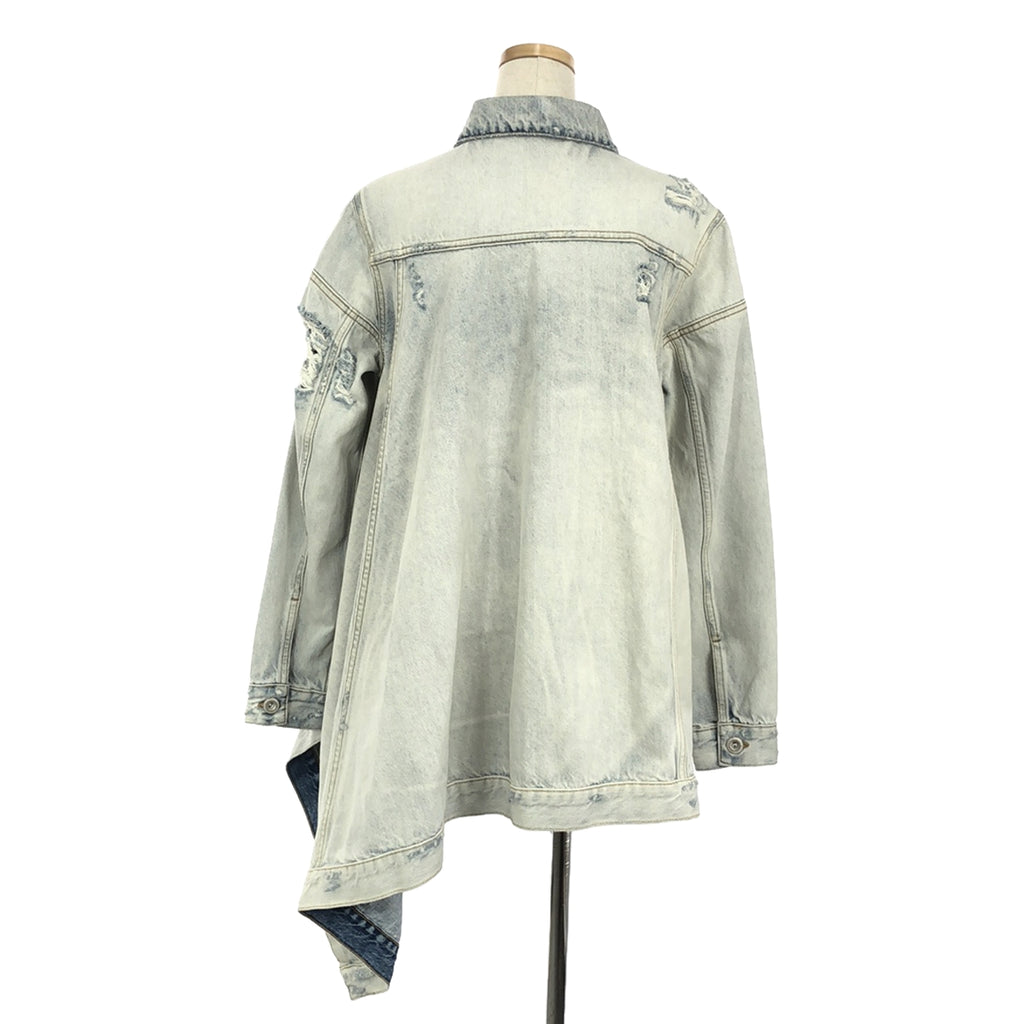 【美品】  BEN TAVERNITI UNRAVEL PROJECT / ベン タヴァニティ アンラベル プロジェクト | CROPPED DENIM JACKET ダメージ加工 ジャケット | 38 | インディゴ | レディース