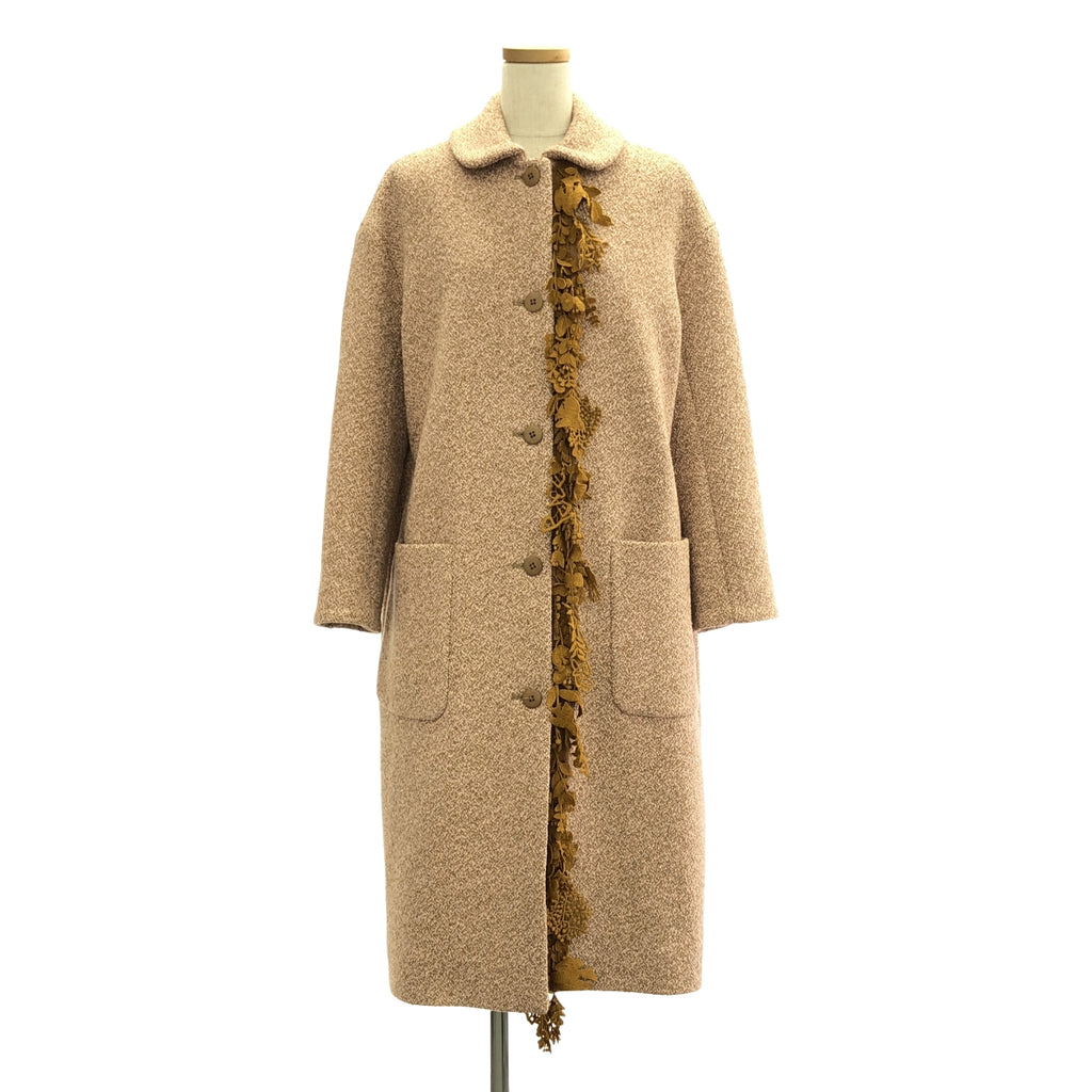 【美品】  mina perhonen / ミナペルホネン | 2020AW | forest parade レースデザイン ウール ロング コート | 36 | ピンク / ブラウン | レディース