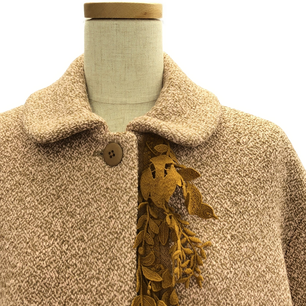 【美品】  mina perhonen / ミナペルホネン | 2020AW | forest parade レースデザイン ウール ロング コート | 36 | ピンク / ブラウン | レディース