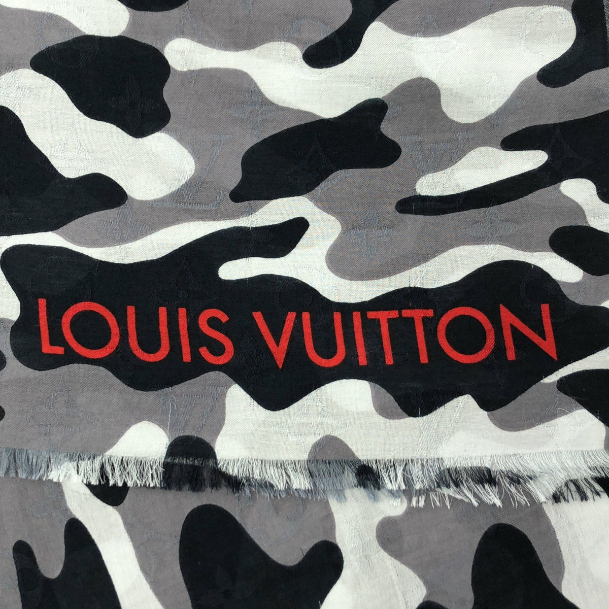 Louis Vuitton / ルイヴィトン | モノグラム 総柄 カモフラ ストール | ブラック/グレー