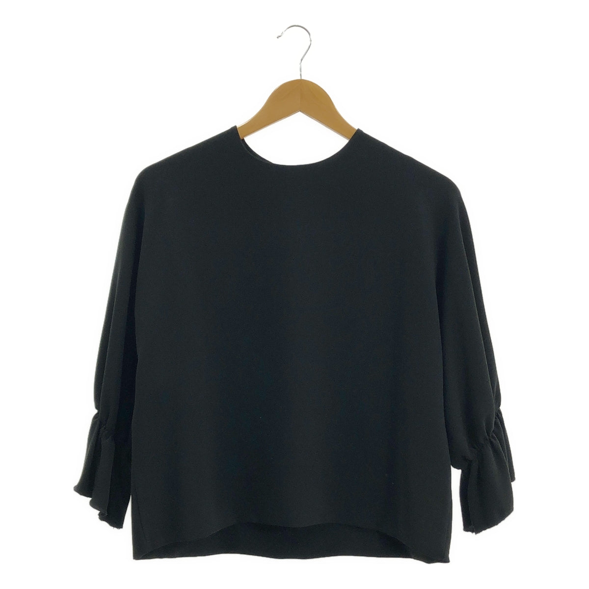 【美品】  Greed International / グリードインターナショナル | トリアセテート ボリュームスリーブ バックジップ ブラウス | S | ブラック | レディース