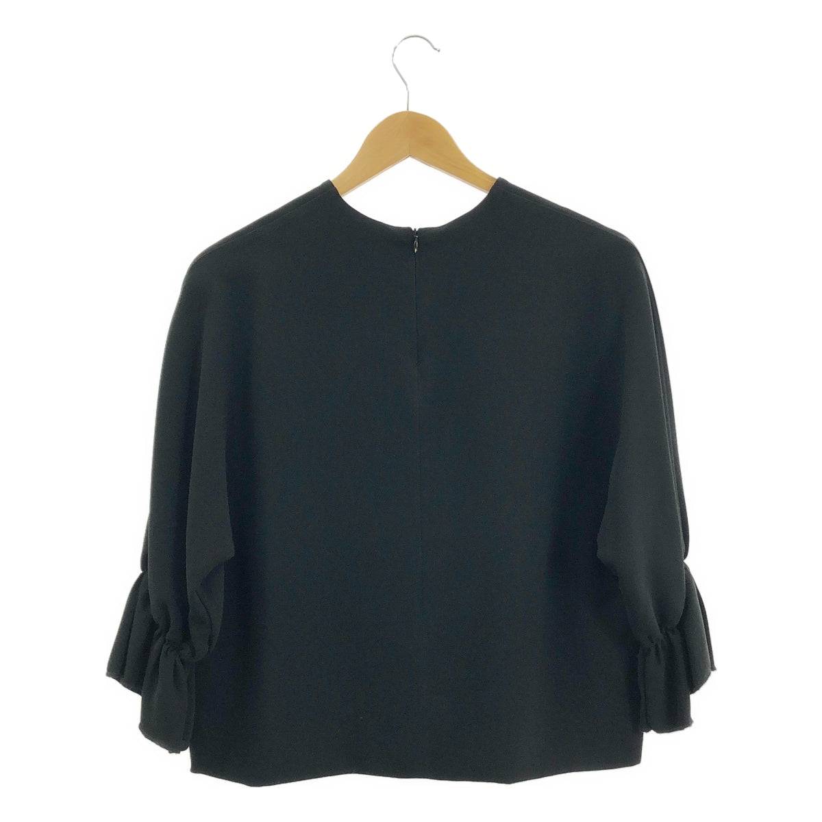 【美品】  Greed International / グリードインターナショナル | トリアセテート ボリュームスリーブ バックジップ ブラウス | S | ブラック | レディース