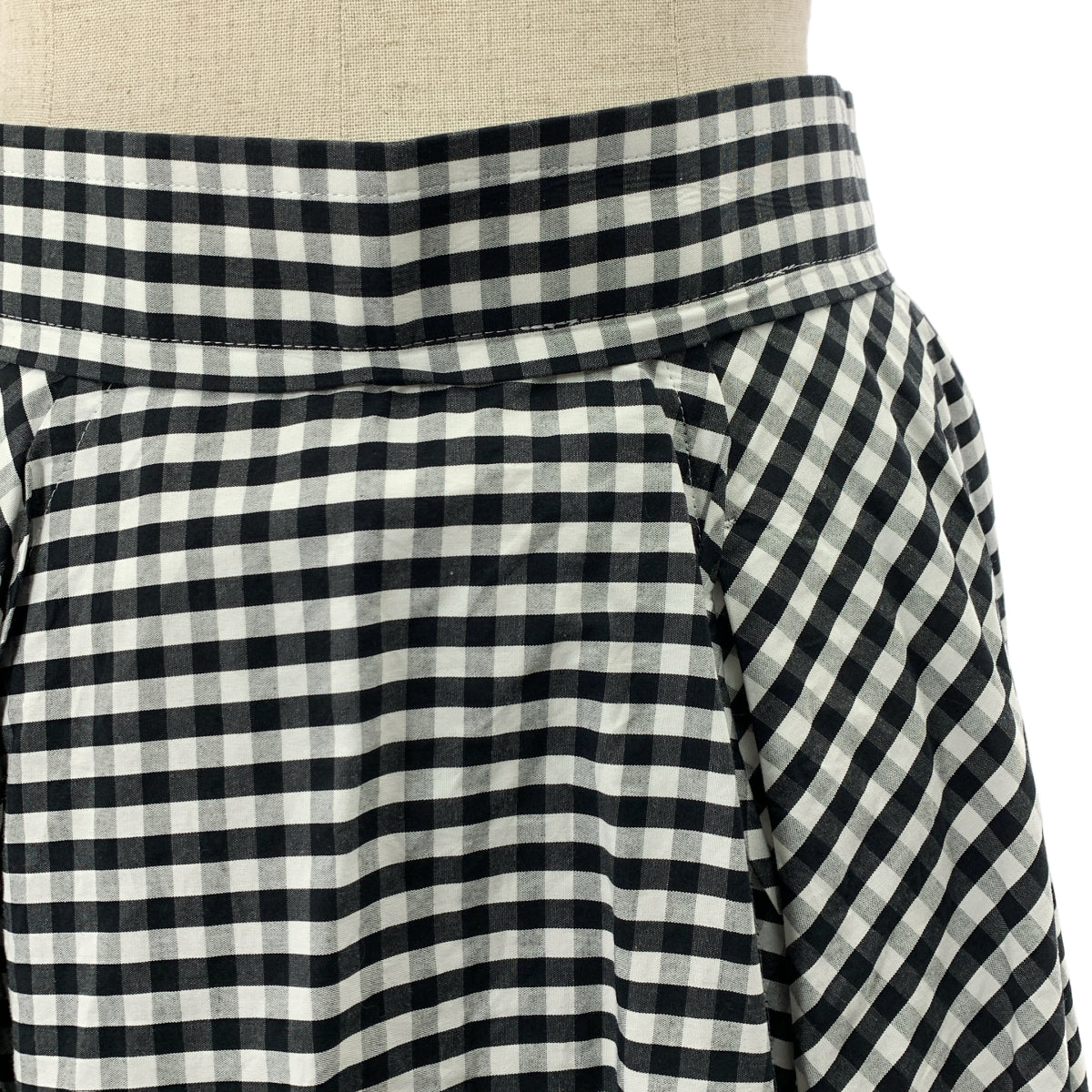 【美品】  MADISON BLUE / マディソンブルー | TUCK CIRCULAR SK GINGHAM / ギンガムチェック タックサーキュラー バックジップ ボリューム スカート / 裏地付き | 01(S) | ホワイト/ブラック | レディース