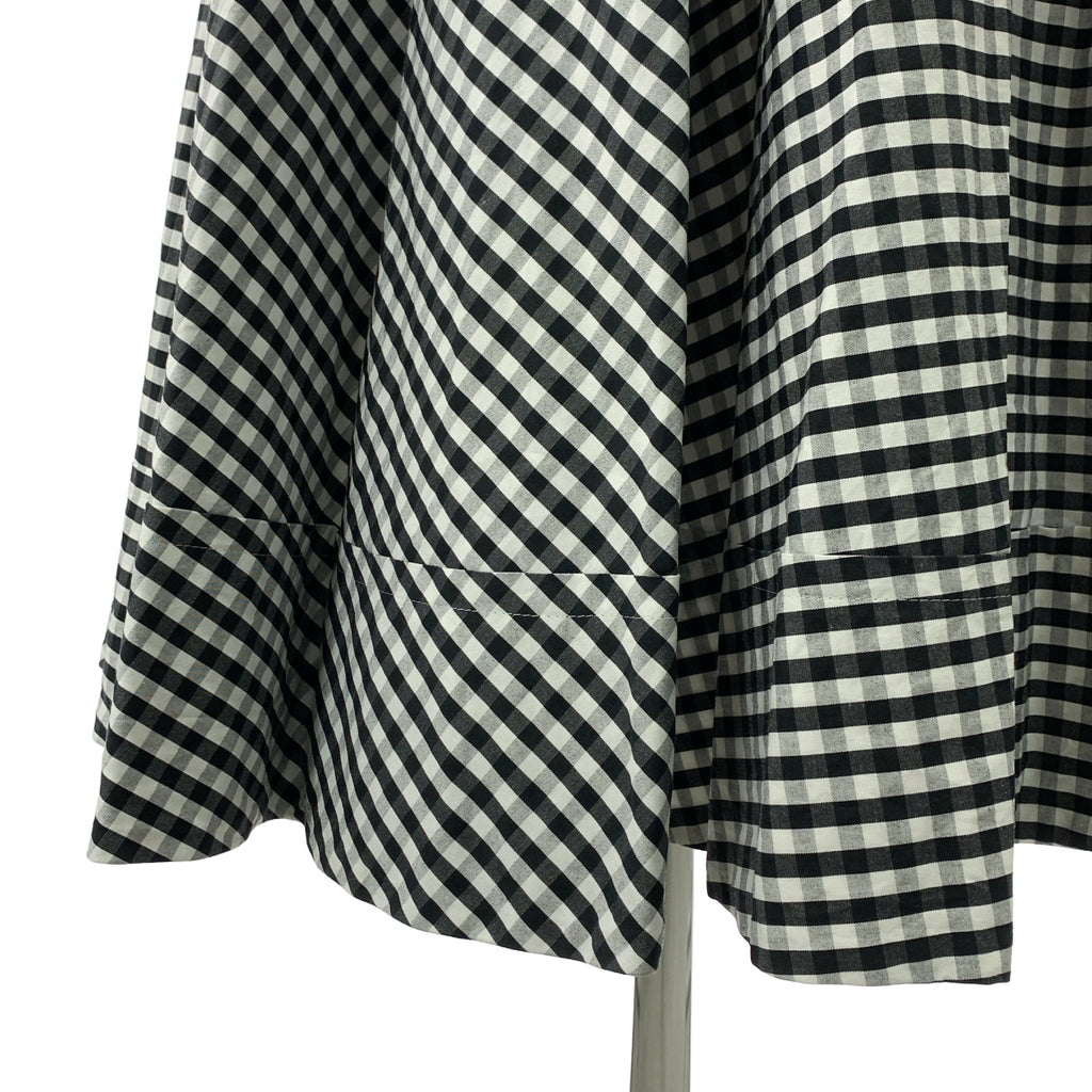 【미품】 MADISON BLUE / 매디슨 블루 | TUCK CIRCULAR SK GINGHAM / 깅엄 체크 택 서큘러 백 Zip 볼륨 스커트 / 안감 포함 | 01 (S) | 화이트 / 블랙 | 여성