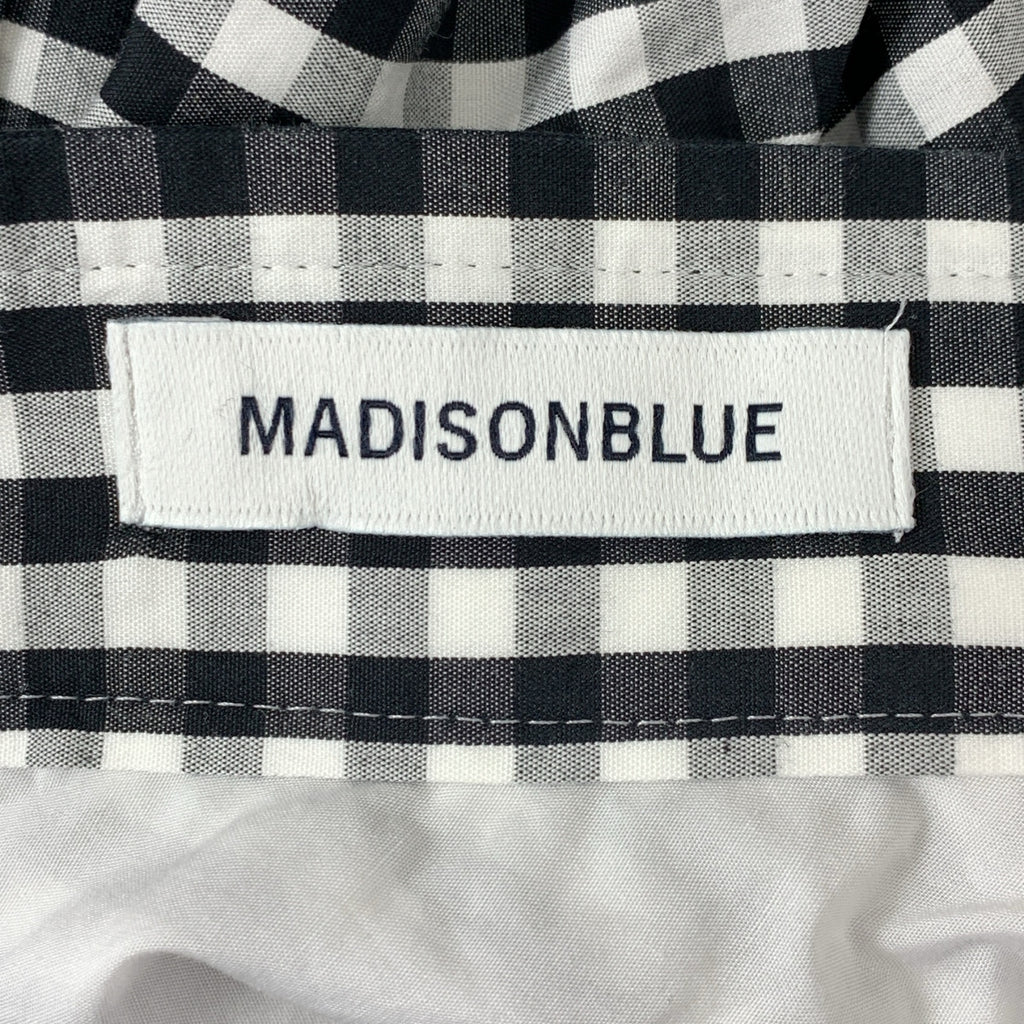 【미품】 MADISON BLUE / 매디슨 블루 | TUCK CIRCULAR SK GINGHAM / 깅엄 체크 택 서큘러 백 Zip 볼륨 스커트 / 안감 포함 | 01 (S) | 화이트 / 블랙 | 여성