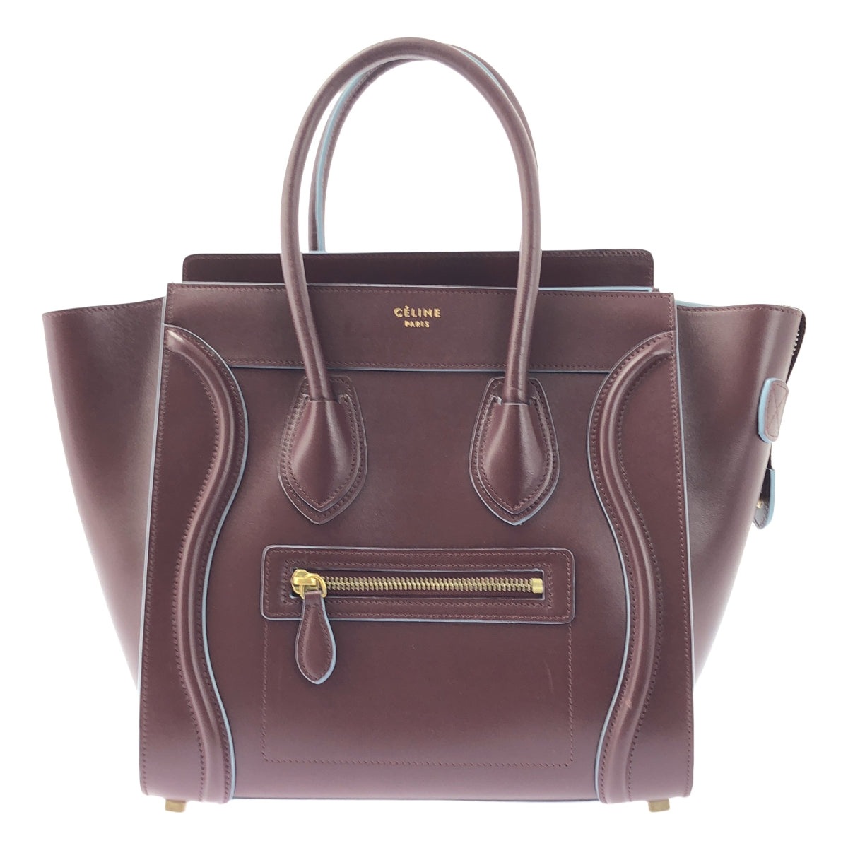 [品相良好] CELINE | by Phoebe Philo Phoebe / Micro Bicolor Luggage 手提包 | 勃根地酒紅/淺藍 | 女款