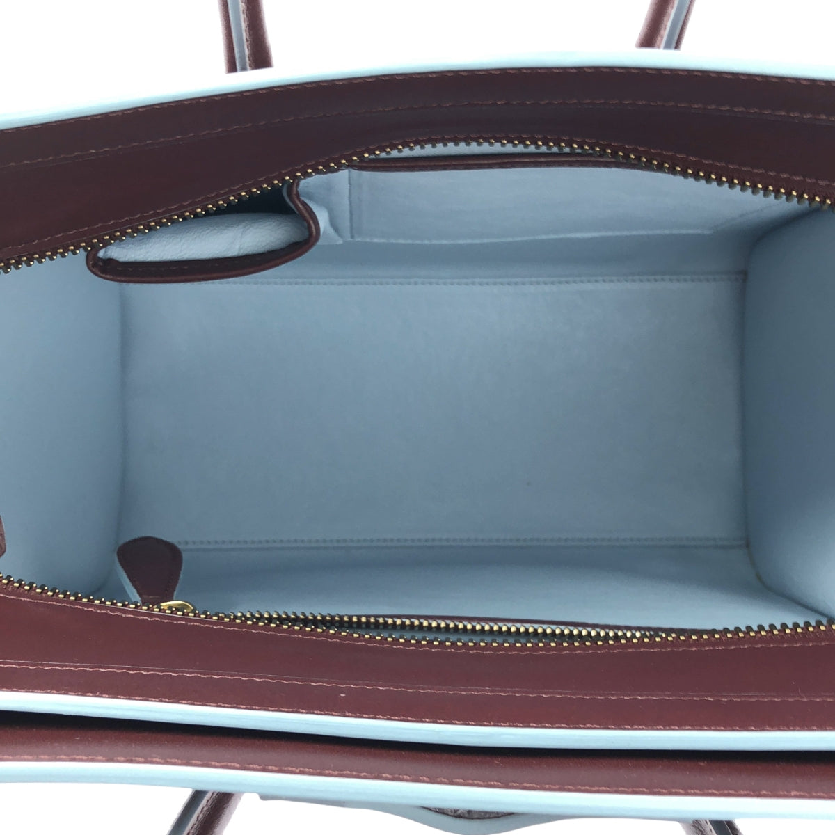 [品相良好] CELINE | by Phoebe Philo Phoebe / Micro Bicolor Luggage 手提包 | 勃根地酒紅/淺藍 | 女款