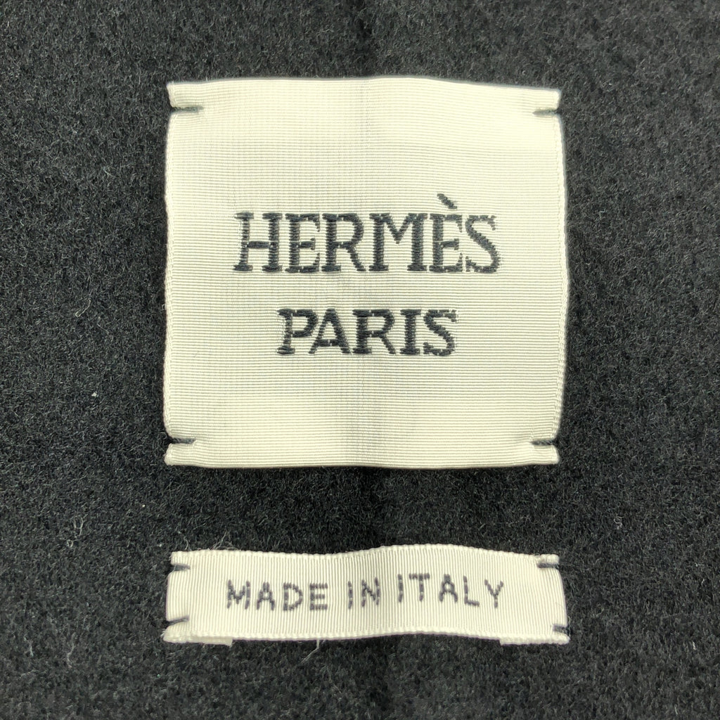 【新品】  HERMES / エルメス | カシミヤ ダブルフェイス ステンカラーコート | 34 | ブラック | レディース
