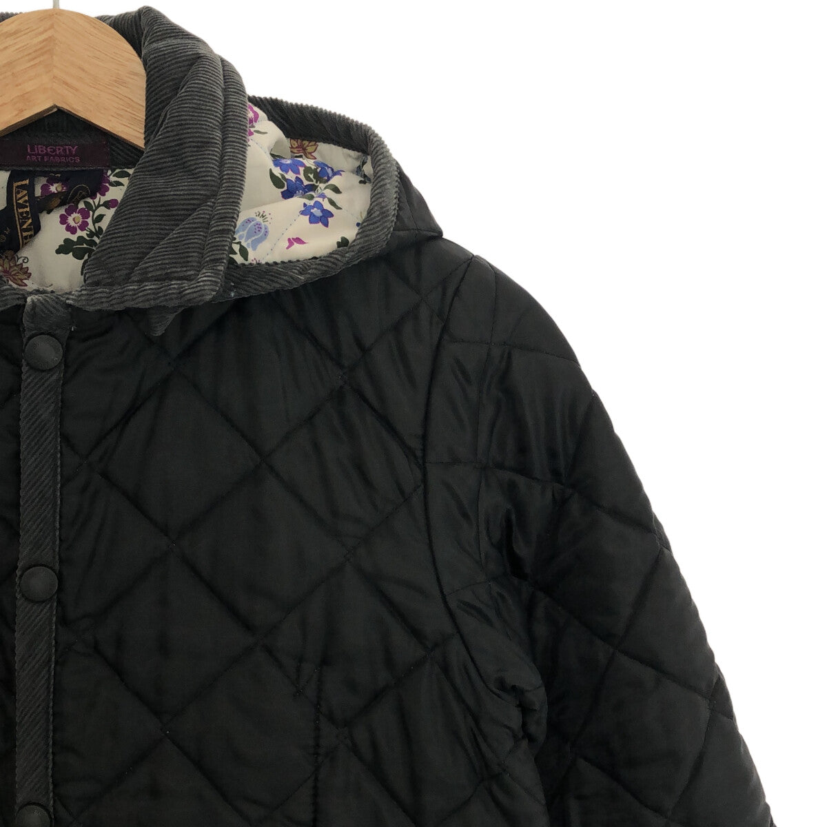 LAVENHAM / LAVENHAM | Liberty Fabric Hooded Quilted Coat | 36 | Black | Women's