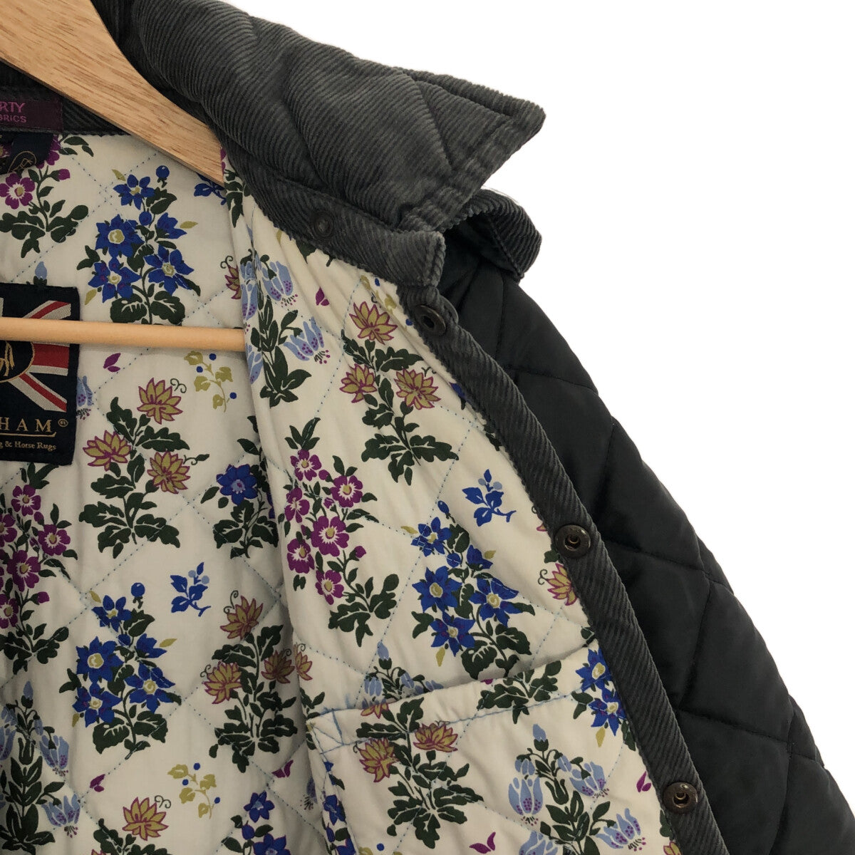 LAVENHAM / LAVENHAM | Liberty Fabric Hooded Quilted Coat | 36 | Black | Women's