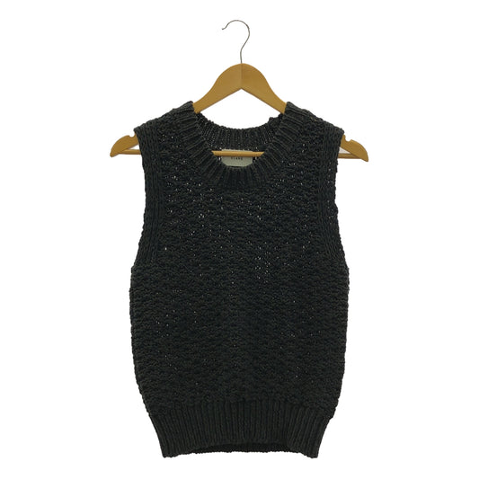 CLANE | 2022SS | Linen blend low gauge knit vest | 2 | Black | Women's