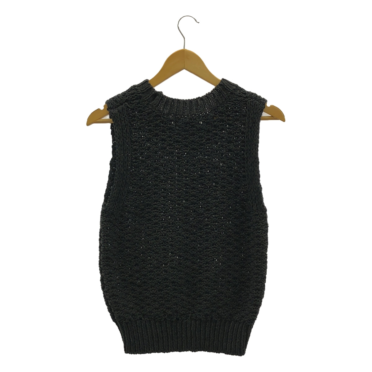 CLANE | 2022SS | Linen blend low gauge knit vest | 2 | Black | Women's