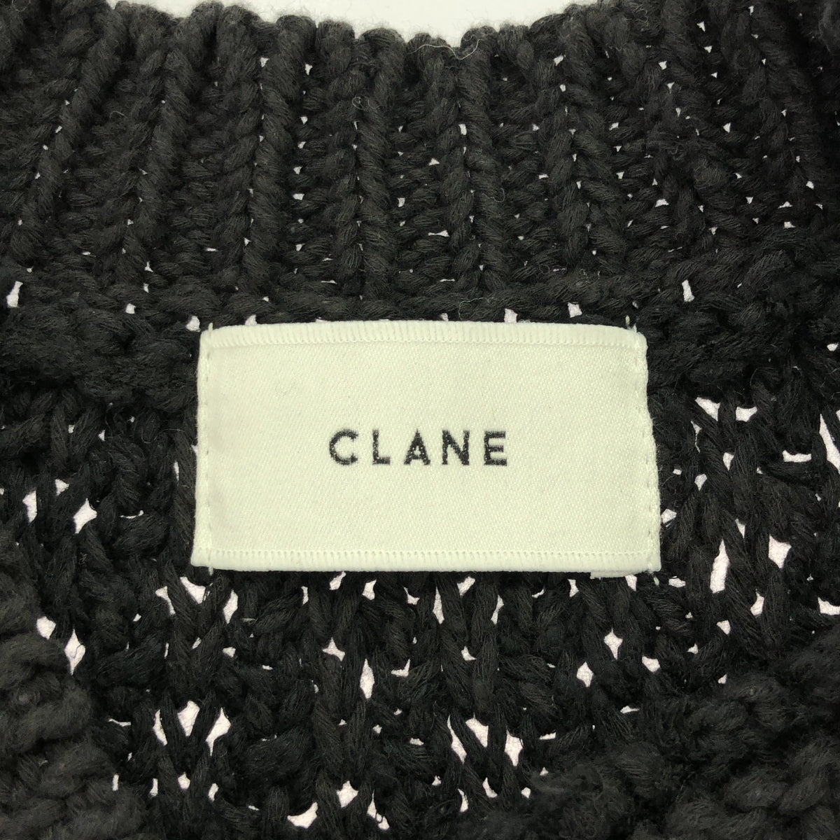 CLANE | 2022SS | Linen blend low gauge knit vest | 2 | Black | Women's