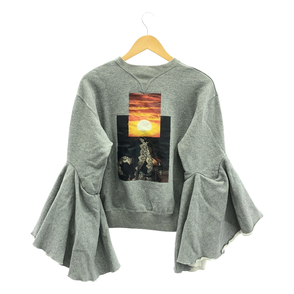 FACETASM |印花貼片喇叭袖運動衫 | 1 |灰色 |女性的