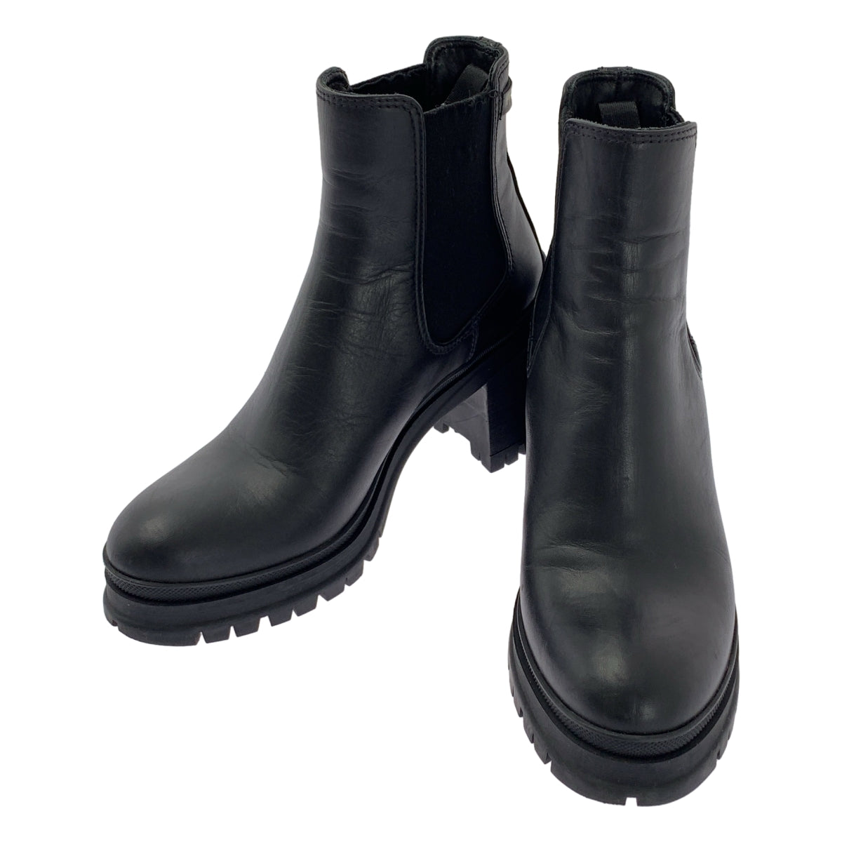 PRADA / 프라다 | 가죽 로고 사이드 고어 힐 부츠 | 36 | 여성