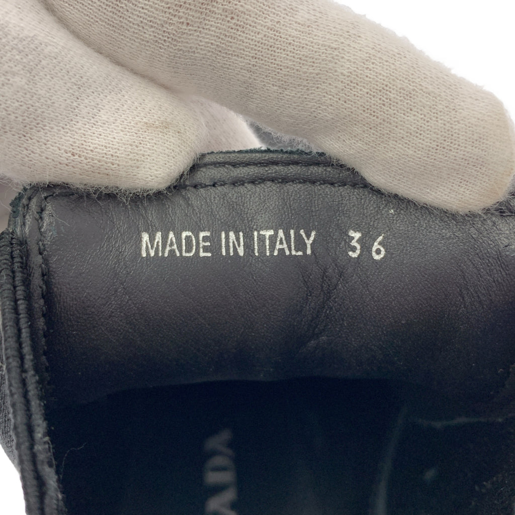 PRADA / プラダ | レザー ロゴ サイドゴアヒールブーツ | 36 |