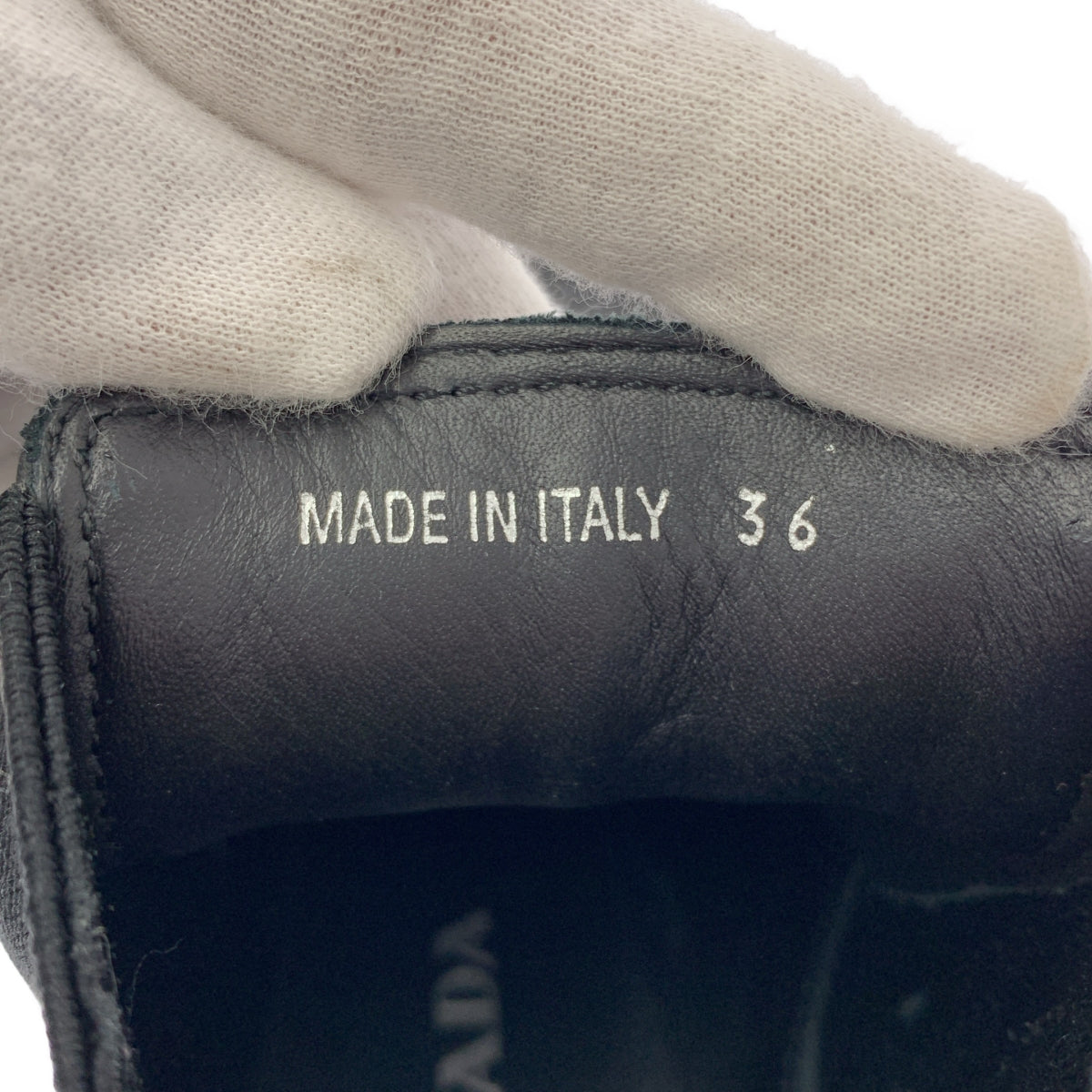 PRADA / プラダ | レザー ロゴ サイドゴアヒールブーツ | 36 |