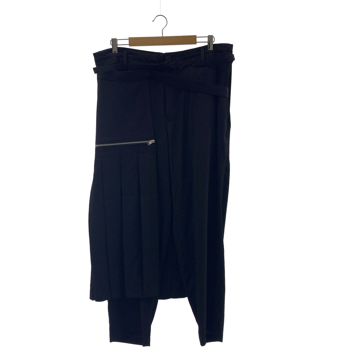 Ground Y / 그라운드 와이 | CREPE DE CHINE PLEATED WRAP PANTS / 트리아세테이트 변형 비대칭 드로스트링 와이드 슬랙스 팬츠 | 3 | 맨즈