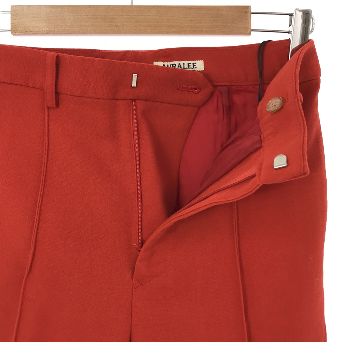 【신품】 AURALEE / 오라리 | 2023AW | TENSE WOOL DOUBLE CLOTH SLACKS / 텐스 울 더블 크로스 슬랙스 팬츠 | 0 | red orange | 여성