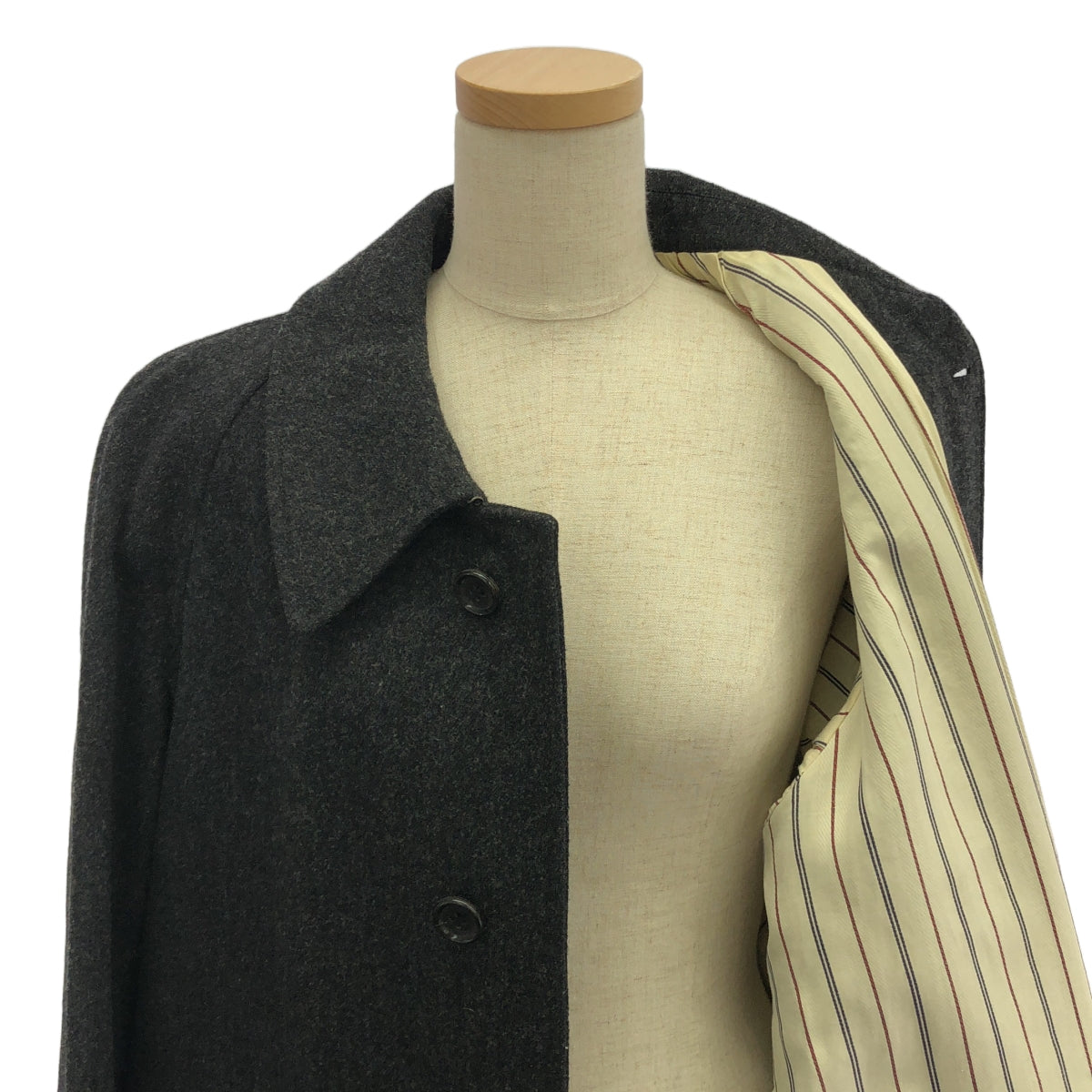JUNYA WATANABE COMME des GARCONS / 渡邊淳也 |公元 1998 年 |羊毛尼龍條紋襯裡花呢立領大衣 | F |女性的