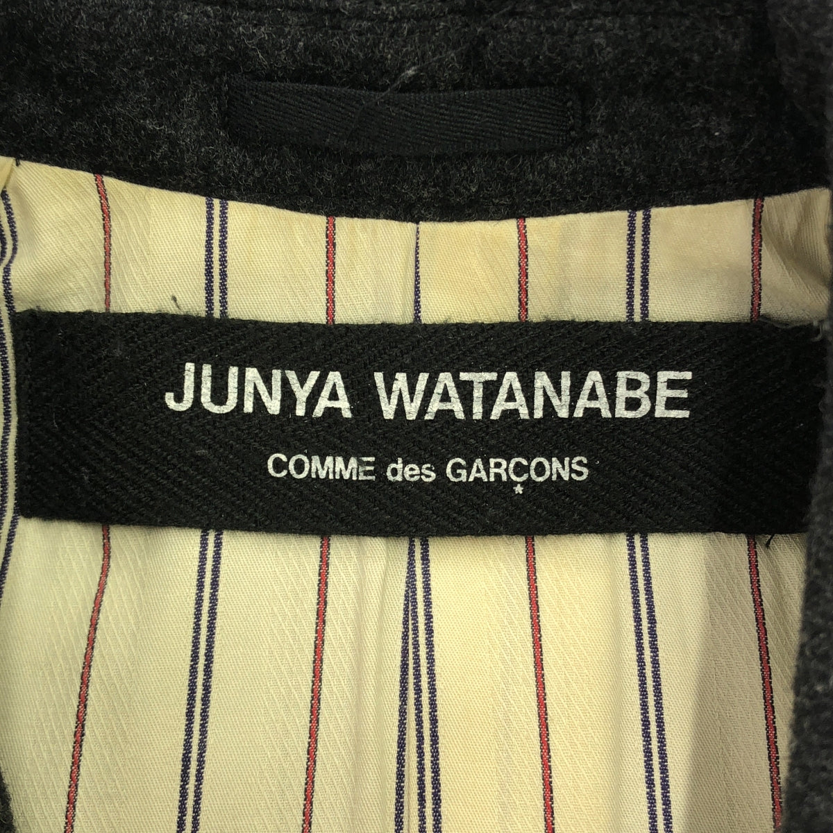 JUNYA WATANABE COMME des GARCONS / 渡邊淳也 |公元 1998 年 |羊毛尼龍條紋襯裡花呢立領大衣 | F |女性的