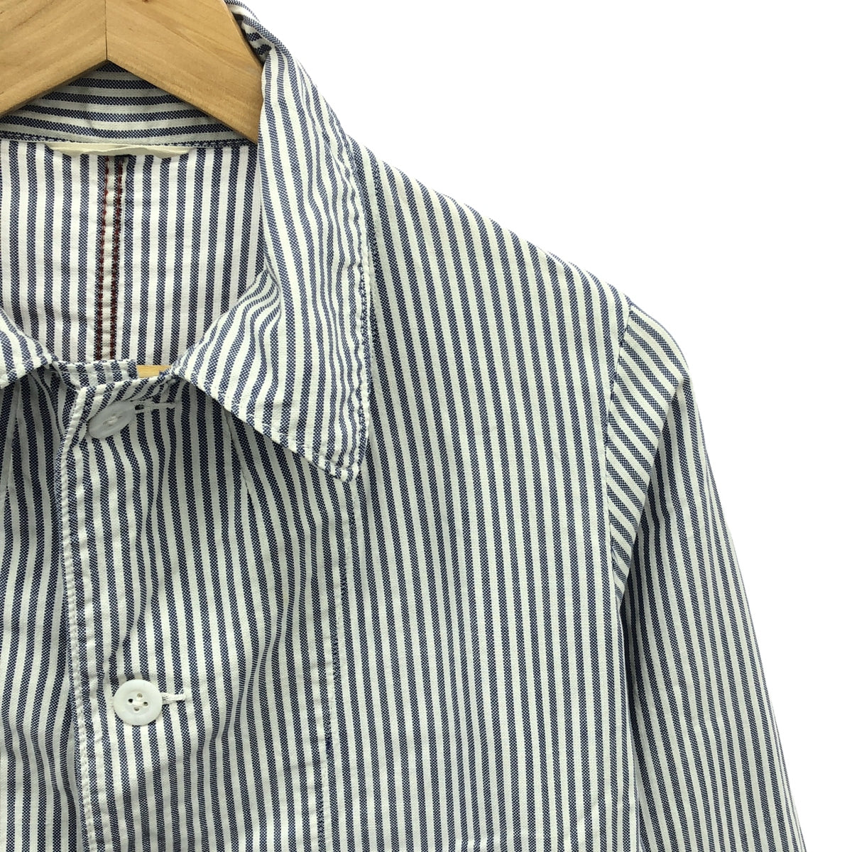 45r / フォーティファイブアール | コットン ストライプ ステンカラーコート | 1 | ブルー/ホワイト | レディース