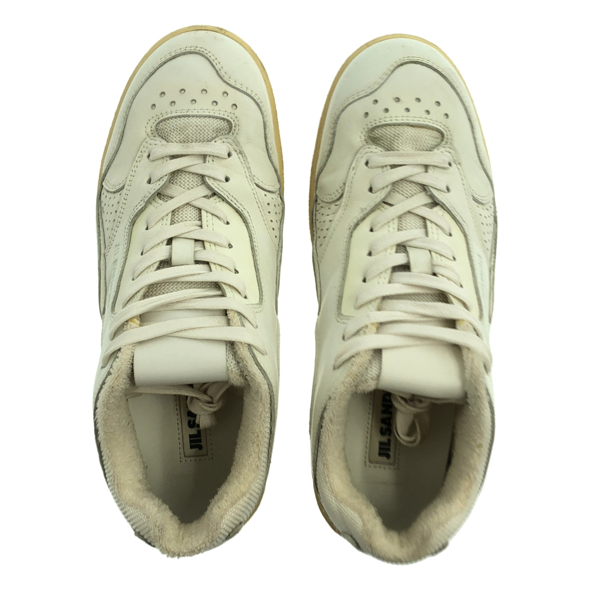 JIL SANDER / 질 썬더 | BASKET LO 가죽 로고 로우 컷 스니커즈 | 39 | 화이트 | 여성