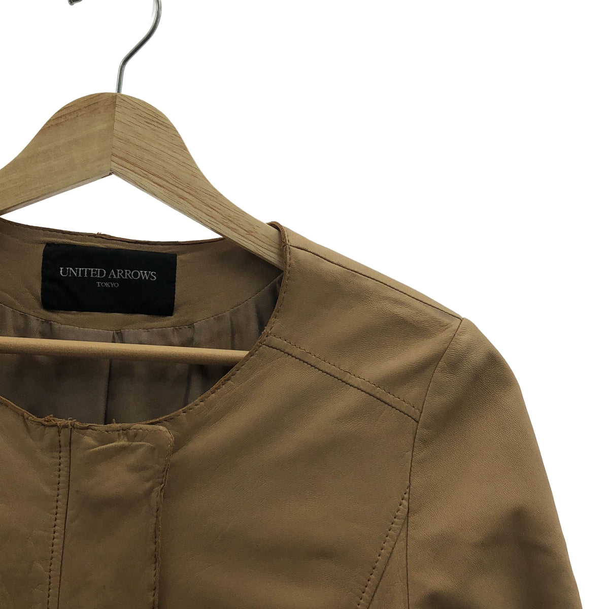 UNITED ARROWS | 羔羊皮無領外套 / 全襯裡 | 尺寸 38 | 女款