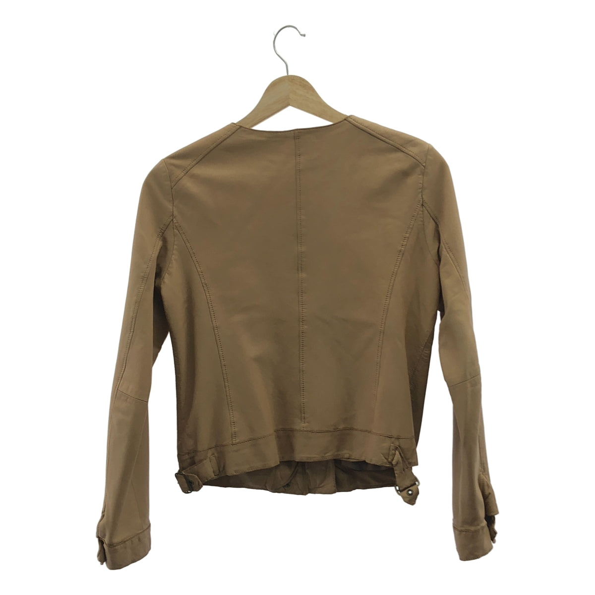 UNITED ARROWS / ユナイテッドアローズ | 羊革 ラムレザー ノーカラージャケット ブルゾン / 総裏地 | 38 | ベージュ | レディース