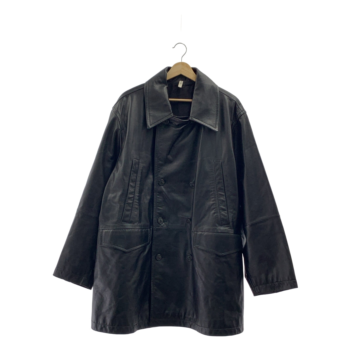 【美品】  CCU / シーシーユー | 2023AW | CHARLIE STORM P COAT チャーリー ストーム Pコート カウレザー | 2 | ブラック | メンズ