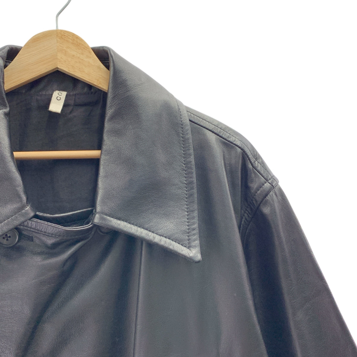 【美品】  CCU / シーシーユー | 2023AW | CHARLIE STORM P COAT チャーリー ストーム Pコート カウレザー | 2 | ブラック | メンズ