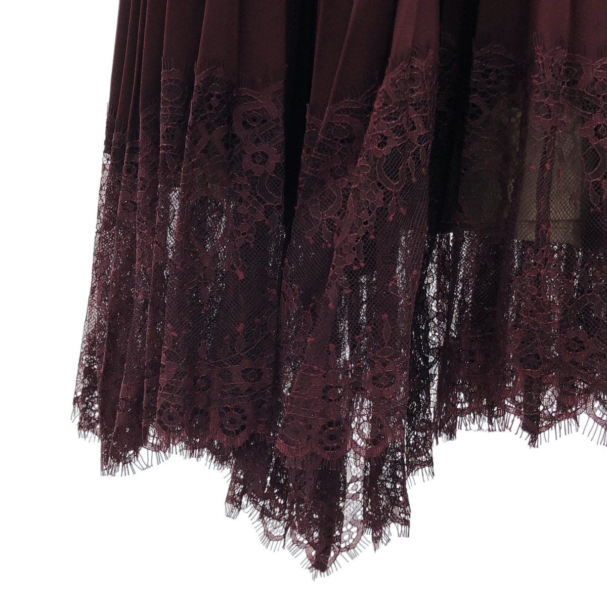 【美品】  AMERI / アメリ | UNDRESSED LACE SANDWICH SKIRT / アンドレスド レース サンドウィッチ スカート | M | ワイン | レディース