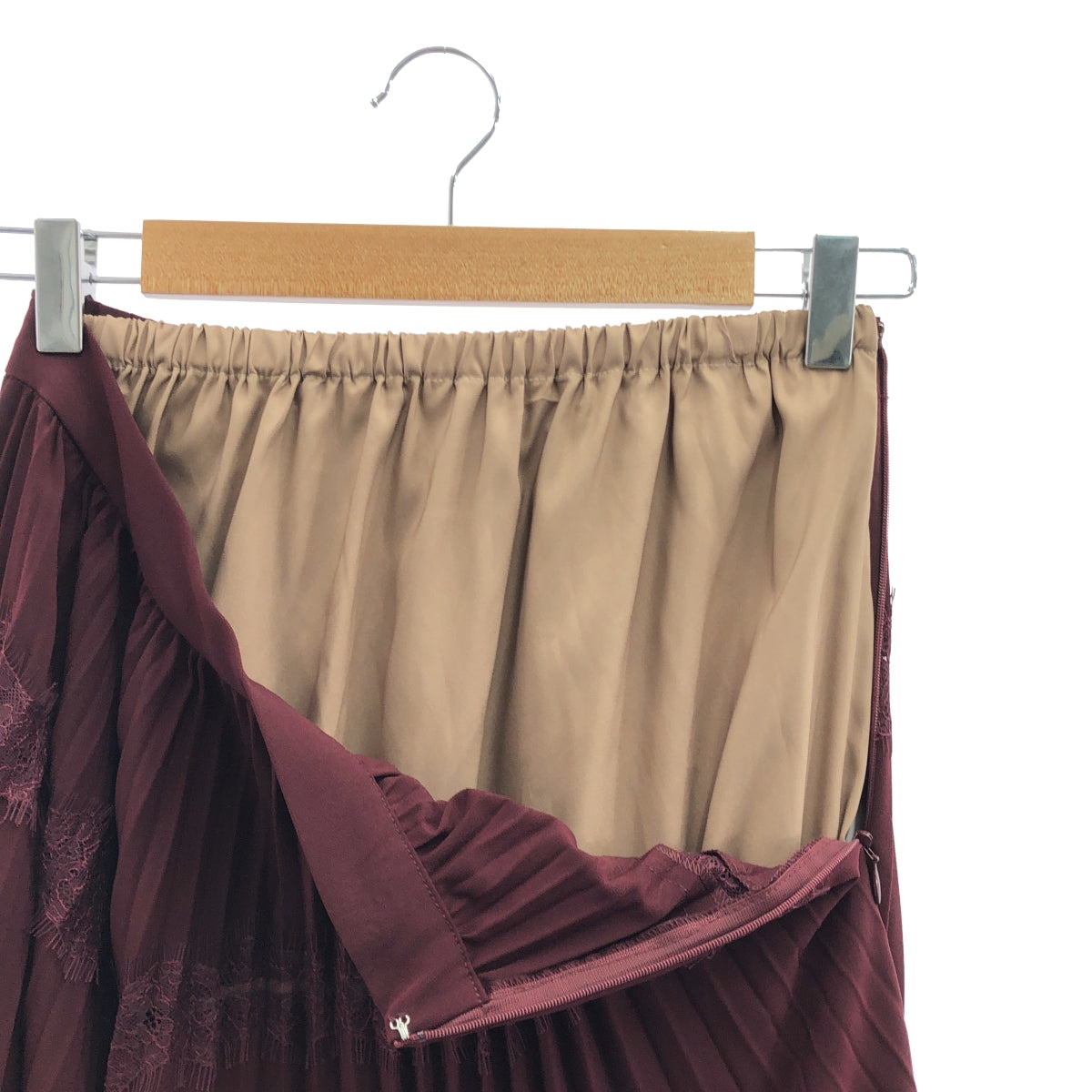 [狀況極佳] AMERI | 蕾絲三明治裙 | M碼 | 酒紅色 | 女款